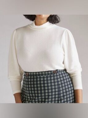 Anthropologie 1x White Lightweight Knit mockneck soft comfy modern chic boho nwt